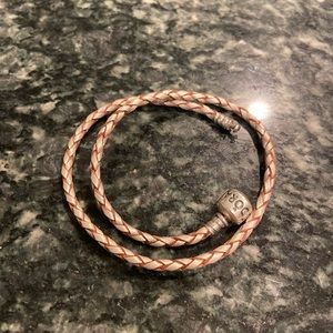 Pandora Grey Double Leather Bracelet